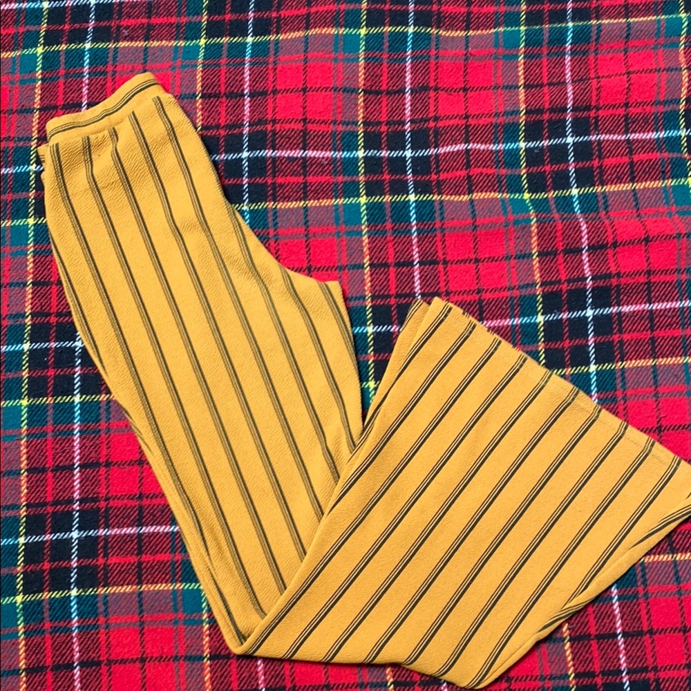 Nasty Gal Mustard Striped Flare Pants